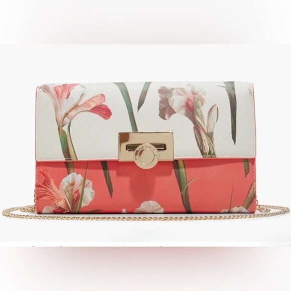 Ted Baker Parisa Floral Crossbody Clutch Coral Cream - Picture 1 of 14